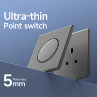 Interrupteur mural électrique 1/2/3/4 voies pour Royaume-Uni, panneau acrylique, bouton PC, design réinitialisable, prise murale pour hôtels, max 220V 13A, 2 ports USB-A