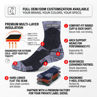Chaussettes de ski thermiques personnalisées avec logo, respirantes, compressives, performantes, rembourrées, chaudes pour l'hiver, pour hommes et femmes, pour les sports de plein air, le snowboard