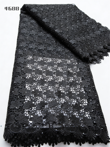 Tessuto in <span class=keywords><strong>pizzo</strong></span> guipure <span class=keywords><strong>nero</strong></span> africano Kalume 4688, solubile in acqua, con ricamo traforato, per Abaya, abito da donna musulmana - Product Image 4