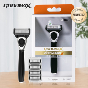 Maquinilla de Afeitar Manual Goodmax Windrunner de 6 Cuchillas con Mango de Bambú para Hombre, con Cuchillas de Repuesto - Product Image 2