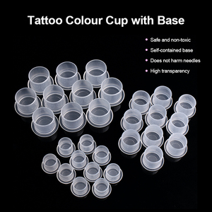 100pcs Disposable Tattoo Ink Cups Plastic Pigment Cups for Permanent <b>Makeup</b> Microblading Tattoo Professional Studio Use - Product Image 2