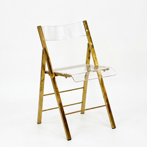 Chaise pliante moderne en acrylique pour salle à manger et mariage, avec cadre en acier inoxydable et assise en plastique transparent - Product Image 1