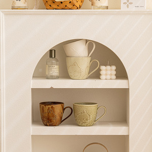 Tazza Creativa in Ceramica Stile Giapponese <span class=keywords><strong>Vintage</strong></span> con Manico, Tazza per Caffè e Tè, Graziosa Tazza per Colazione con Rilievi - Product Image 2