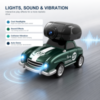 ZY003 Mini Voiture Télécommandée avec Caméra 2.4G Style Classique, Lumières, Sons et Vibrations, Jouet pour Enfants avec Caméra Magnétique