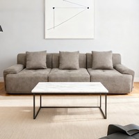 Canapé Modulaire Carré en Lin Crème, Compressé Sous Vide, Design Entièrement en Mousse, Idéal pour Petits Salons et Hôtels