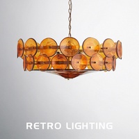 Lustre LED vintage en verre brun de Murano, design français, avec cadre en fer, pour salon, chambre et salle à manger