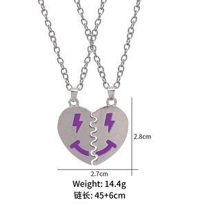 Collar de joyería de moda con colgante de corazón de sonrisa chapado en oro de nuevo estilo con cadenas de moda de diamantes para mejores amigos - Product Image 5