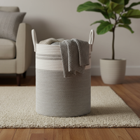 Panier de rangement en coton moderne et écologique multi-usages pour l'organisation du placard, empilable avec poignées, pour le linge sale et les fournitures pour animaux de compagnie