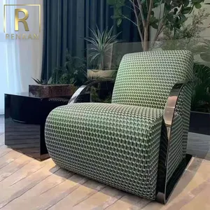 新设计流行现代豪华金属客厅家具手臂躺椅无腿单人沙发椅
