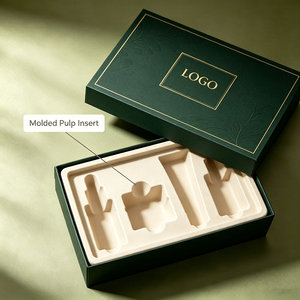 OEM Custom Cosmetic Gift Box with Molded <b>Pulp</b> Insert & Embossing - Eco-Friendly Rigid Lid and Base Packaging for Beauty Brands - Product Image 1
