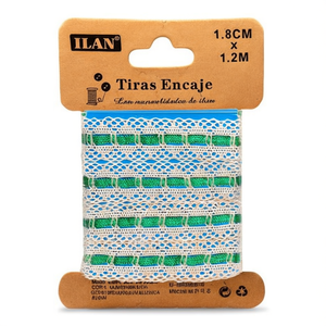 Cinghie in pizzo Ilan 1,8 cm x 1,2 m verdi per artigianato e cucito - Product Image 1