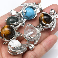 Collier pendentif de luxe pour homme, plaqué argent, griffe d'aigle, pierre naturelle œil de tigre, cristal, boule de dragon