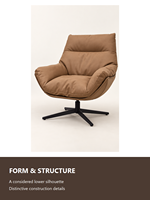 Fauteuil pivotant moderne en tissu rembourré avec coussin en mousse haute densité et pieds en métal, fauteuil d'appoint pour salon