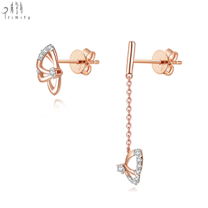 Joyería de mariposa de oro rosa de 18 quilates más popular, pendiente de gota de diamante Natural Real, última moda para mujer - Product Image 2