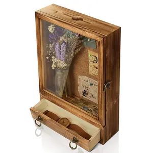 カスタマイズされた木製オーガナイザー木製貯金箱透明アクリルディスプレイお土産メダル木製収納ボックス