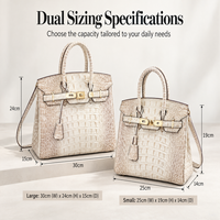 Sac à main en cuir véritable pour femme 2025, motif crocodile, doublure PU, deux anses, style rétro européen, design simple et luxueux, boucle