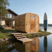 Sauna Kubus Inframerah Modern untuk 4-6 Orang dengan Pemanas Listrik EMF Rendah, Pintu Kaca Temper, Ramah Lingkungan, untuk Vila dan Spa Wellness