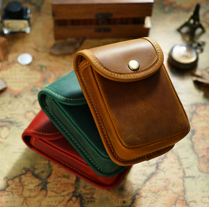 Elegant Compact Genuine <b>Leather</b> Coin Pouch Personalized Mini Coin <b>Purse</b> with Button Fashionable & Portable for Everyday Use - Product Image 2