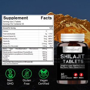 GlowLeaf Pure Shilajit Resinタブレット-男性の健康免疫サポートとエネルギーのためのハーブサプリメント - Product Image 5