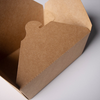 Boîte à bento jetable biodégradable en kraft pliable pour plats à emporter avec languette, logo personnalisé OEM, vente en gros, boîte écologique