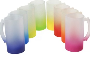 Taza de cerveza de vidrio, rampa de gradiente, sublimación esmerilada, 16oz - Product Image 4