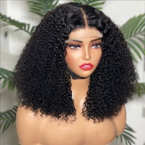 Peluca frontal de encaje sin pegamento, estilo afro rizado, bob corto, 4x4, 13x4, 5x5, rizado con volumen, para mujer, de cabello humano virgen vietnamita, al por mayor - Product Image 4