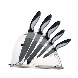 Dao nhà bếp đầu bếp chuyên nghiệp Knife Set 5 cái thép không gỉ Nhà Bếp Knife Set với Acrylic khối