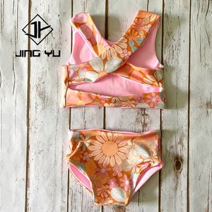 Ensemble de bikini imprimé double face personnalisé par le fabricant Maillot de bain deux pièces d'été Maillot de bain pour enfant recyclable - Product Image 3