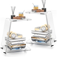 Table d'appoint moderne en acrylique/lucite transparente, plateau de 15 mm d'épaisseur, roulettes en forme de C, robuste, mobilier contemporain pour salon
