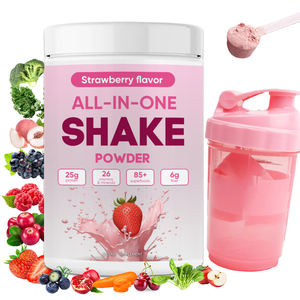 Bouteille <span class=keywords><strong>shaker</strong></span> étiquette personnalisée superaliments à base de plantes nutriments remplacement de repas fraise protéine shake en poudre - Product Image 1