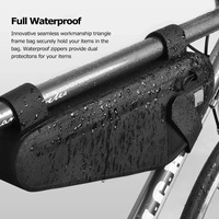 Sac de cadre de vélo en TPU imperméable, pochette de rangement triangulaire légère avec fermeture éclair pour le cyclisme et les voyages en extérieur