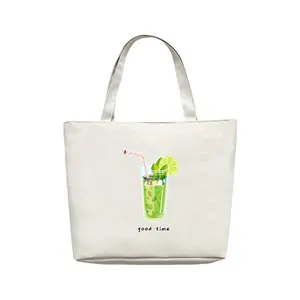 Small MOQ Popular new Shopping hand bags ladies in pakistan cheap price 2022-2024 top selling white canvas tote bag with pocket and zipper
