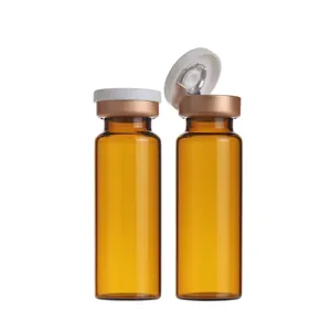 低最小起订量琥珀色透明药物药水玻璃小瓶注射15毫升顺势疗法瓶，带易拉盖