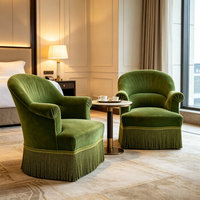 Fauteuil de salon individuel moderne et écologique en velours vert olive avec franges, personnalisable, luxueux et confortable, type fauteuil à bascule, en vente
