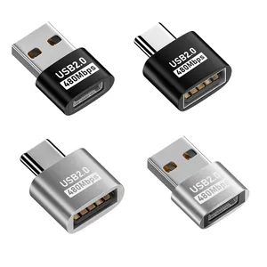Adaptor tipe C, adaptor tipe C USB C betina ke USB 2.0 USB 2.0 A Male, adaptor konverter OTG mendukung transfer data 10W 480Mbps