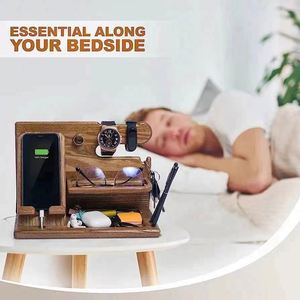 USA Mairun Brown Classic Iron Wood Ash Valet Tray Nightstand Organizer Three-Layer <b>Foldable</b> Standing Type Storage for Living - Product Image 4