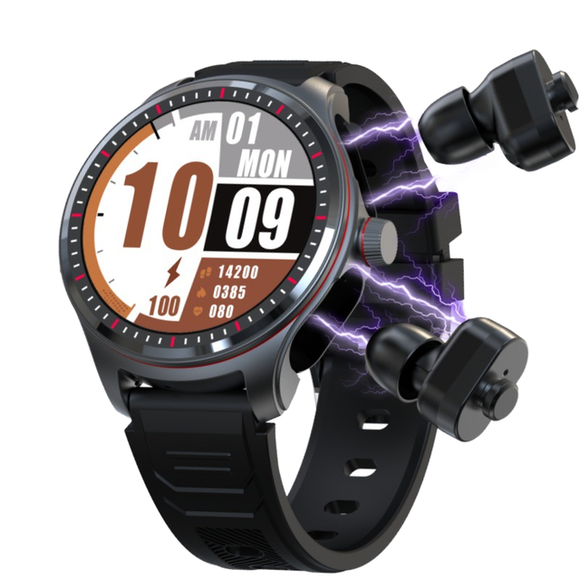 LC19 Smart Watch TWS Earbuds Cross-Border Hot-Selling 2-in-1 Sports for Call Heart Rate IPS Activity Tracker Magnetic