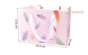 Boîte-cadeau et sacs en papier imprimés à plumes, pas cher, personnalisé, avec poignée avec ruban, pour le thé, <span class=keywords><strong>les</strong></span> bonbons et <span class=keywords><strong>biscuits</strong></span>, tendance, vente en gros - Product Image 4