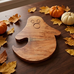 Planche à découper en bois pour Halloween, 14"L x 10"W, motif fantôme, plateau de charcuterie pour fromages - Product Image 2