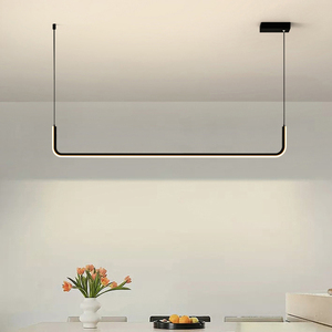 Kitchen Island Lighting Fixture Modern Minimalist <b>Dining</b> Room Drop Acrylic Ceiling Lamps Linear LED Chandelier Pendant <b>Light</b> - Product Image 3