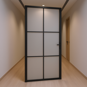 Puerta Interior de Aluminio con Vidrio Negro Mate, 40.4x79.3 Pulgadas, Diseño Minimalista, Apertura Lateral, Superficie Acabada - Product Image 3
