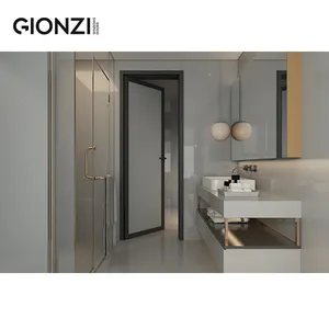 GIONZI中国工厂浴室门铝框平开室内玻璃门