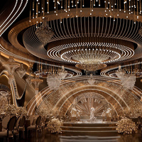Lustre en cristal suspendu au plafond avec barre LED en forme d'arche incurvée, forme de vague dorée, éclairage décoratif pour salle de banquet de mariage