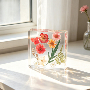 Home Decoration Craft Acrylic <b>Paperweight</b> with Real Flower Inside Dried Flowers Art Resin <b>Paperweight</b> - Product Image 3