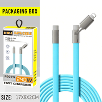 Nouvelle invention : Câble USB plat à double tête détachable, 240W 5A, charge super rapide, synchronisation des données 480 Mbps, emballage cadeau, logo personnalisé