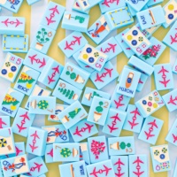Fichas de Mahjong de Playa Americanas Personalizables, 160 Piezas, Diseño de Costa Azul, Talladas en Acrílico, Fichas de Mahjong Americanas de Lujo en Azul