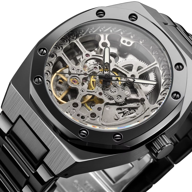 New Men's Mechanical Watch Stainless Steel Case Analog Dial Butterfly Clasp 3BAR Water Resistance Mechanical Men Watch