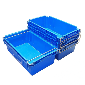 Boîte en plastique empilable et drainable perforée pour saumon/crevettes, caisse en PP avec insert de grille amovible pour la viande et la volaille - Product Image 2