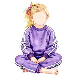 Set di <span class=keywords><strong>Abbigliamento</strong></span> alla Moda per Ragazze in Seta di Latte Ecologica, Manica Lunga con Stampa, Colore Viola - Product Image 1