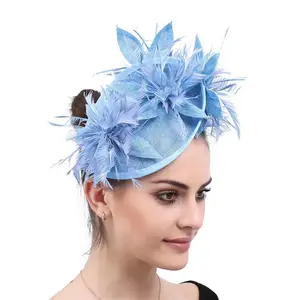 Phụ nữ rộng vành sinamay kentuchy Derby váy mũ fascinator hoa tiệc trà đám cưới và nhà thờ mũ làm bằng tay cô dâu mũ nón